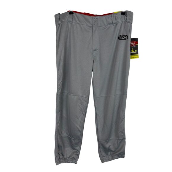 NWT Rawlings Gray Low Rise Belted Softball Baseball Pants Women’s X-Large - Picture 1 of 4